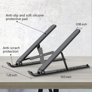 Tonmom Laptop Stand for Desk, Adjustable Laptop Riser ABS+Silicone Foldable Portable Notebook Holder, Ventilated Cooling Notebook Mount Computer Stand for 10-15.6” Laptops,Tablets-Black