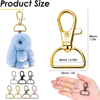 Swivel Clasp Hooks, Anezus 80Pcs Key Chain Clip Hooks, D Ring Clip Lanyard Hardware for Keychain Making, Lanyard Making, Purse Hardware, DIY Craft (3/4” Inside Width)