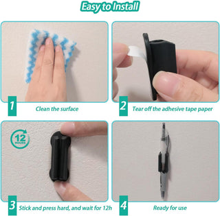Adhesive Pen Holder for Wall Pencil Holder for Desk Organizer, 6Pack Silicone Pen Holders for Clipboard, Marker Holder Sticky Pen Holder for Desk, Office Teacher Supplies Stylus Holder (6 black)