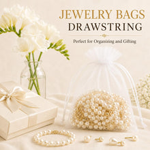 ANZNKU 50 Pack Organza Bags 5 x 7 in White Small Mesh Gift Bags Bulk Drawstring for Wedding Party Favors, Little Goodie Bag for Candy Jewelry Soap Makeup, Treat Sachet Pouch for Baby Shower Graduation