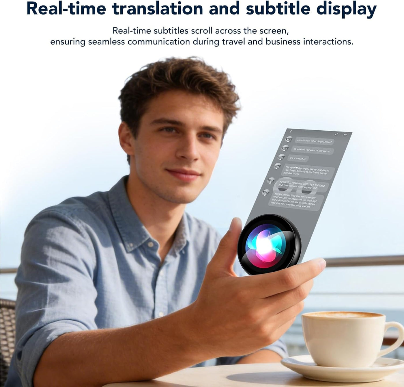 ZNP Digital Badge AI Companion, Wearable Translation Translator with HD Touchscreen, Real-Time Interactive Reactions, Bluetooth 6.0 Portable Pin for Travel Business & Life(Magnetic Back)