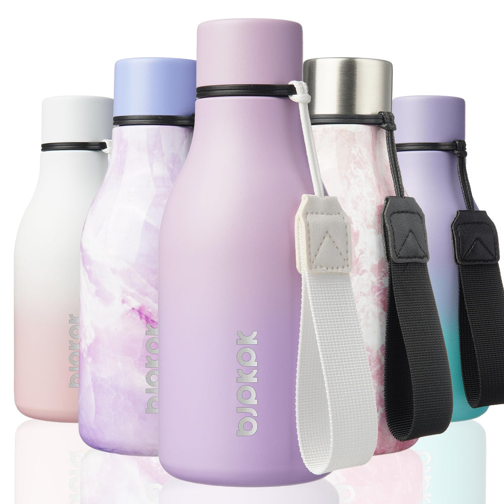 BJPKPK Insulated Water Bottles, 18 oz Stainless Steel Metal Water Bottle with Strap, BPA Free Leak Proof Jugs, Mugs, Flasks, Reusable Thermal Flasks for Sports & Travel, Orange