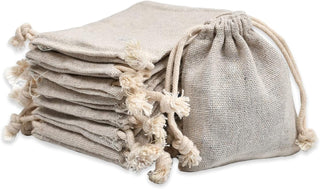 calary 50pcs Double Canvas Drawstring Bag Cotton Pouch Gift Sachet Bags Muslin Reusable Tea Bag 2.75x4 Inch