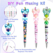 holoith 8 Set Butterfly Flower Beadable Pens Kit, Pen Making Kit with Beads and Refills, Black Ink Ballpoint Smooth Writing, Gift for Diy Present Students Teens Office Supplies
