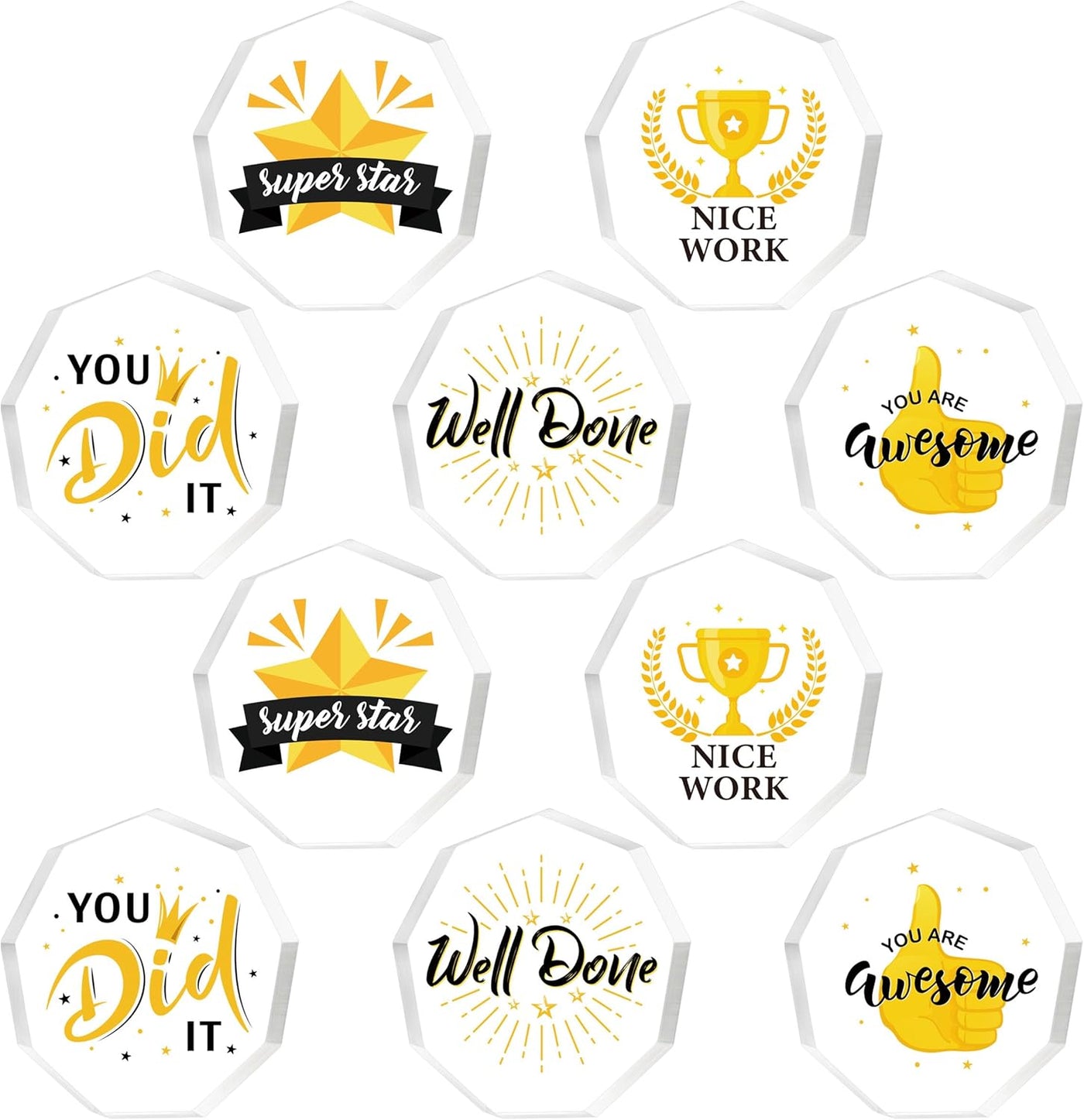 10 Pcs Appreciation Acrylic Award Acrylic Trophies Award Gift Acrylic Thank You Award Gift Awards Sports Rewards for Adults and Kids Employee Party Office Classroom Decorations