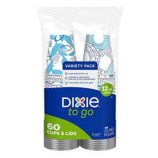Dixie To Go Paper Coffee Cups With Lids,12 oz, 14 ct, Disposable Insulated Paper Cups for On-The-Go Hot or Cold Beverages | Medium