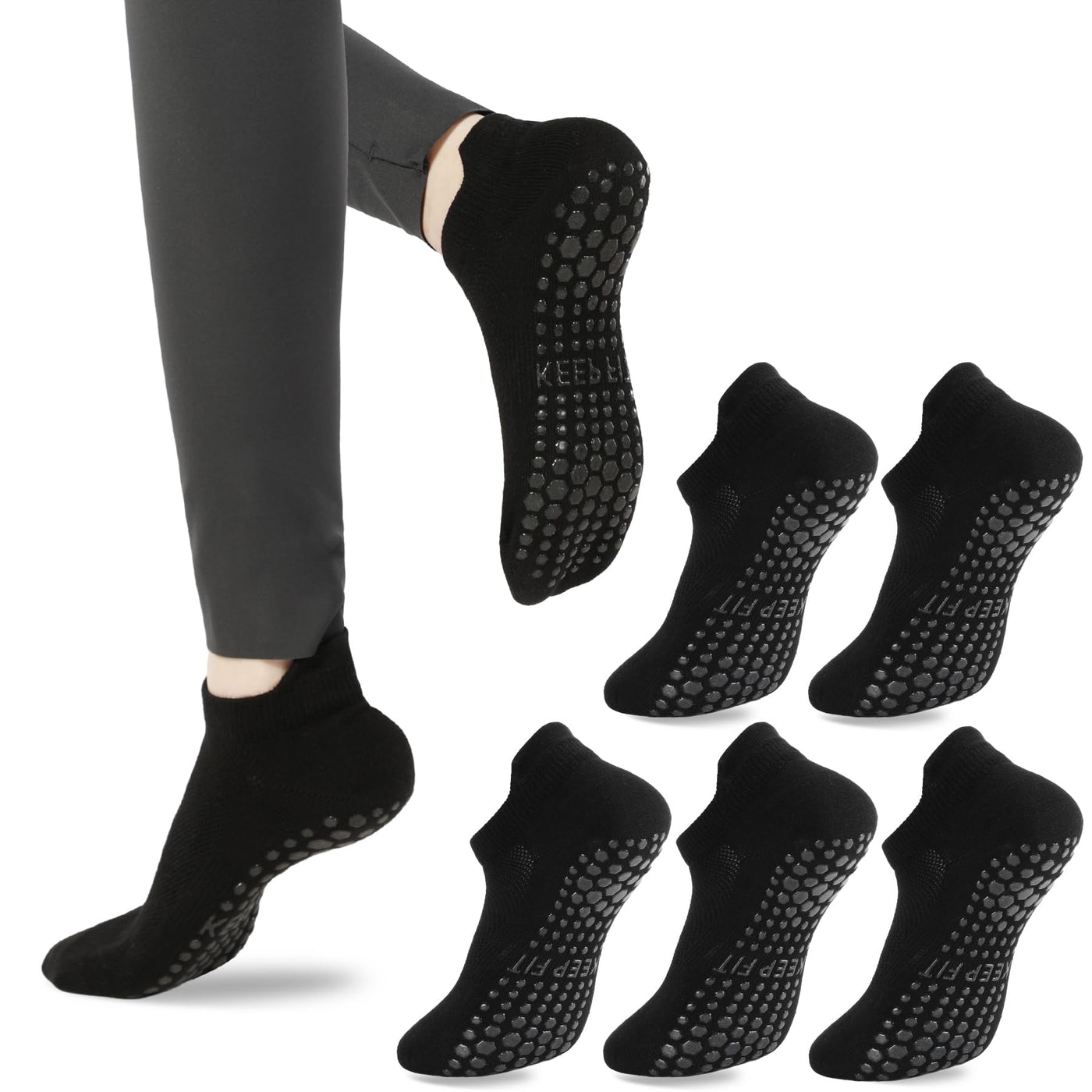 loudashuaiqi Grip Pilates Socks Non Slip Athletic Yoga Socks with Grips for Women Grippy socks for Hospital Workout Barre