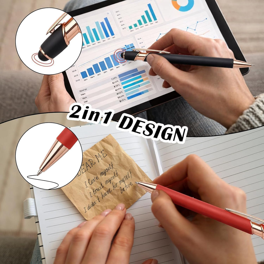 WNNNS Bulk Custom Pens Personalized with Name & Logo, Customized Engraved Pens, Black Ink Ballpoint with Stylus Tips, Office Employee Graduation Teacher Appreciation Gifts.