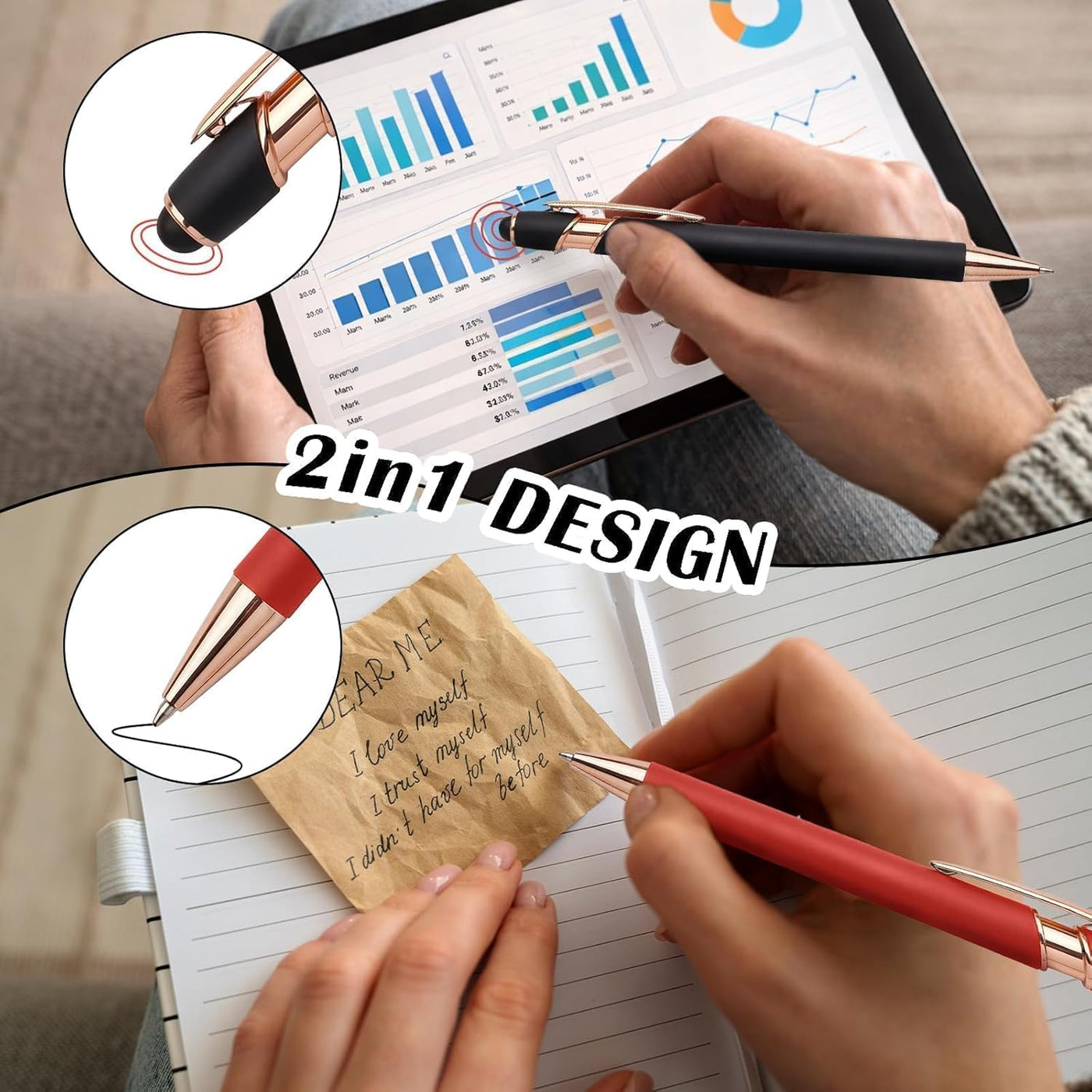 WNNNS Bulk Custom Pens Personalized with Name & Logo, Customized Engraved Pens, Black Ink Ballpoint with Stylus Tips, Office Employee Graduation Teacher Appreciation Gifts.