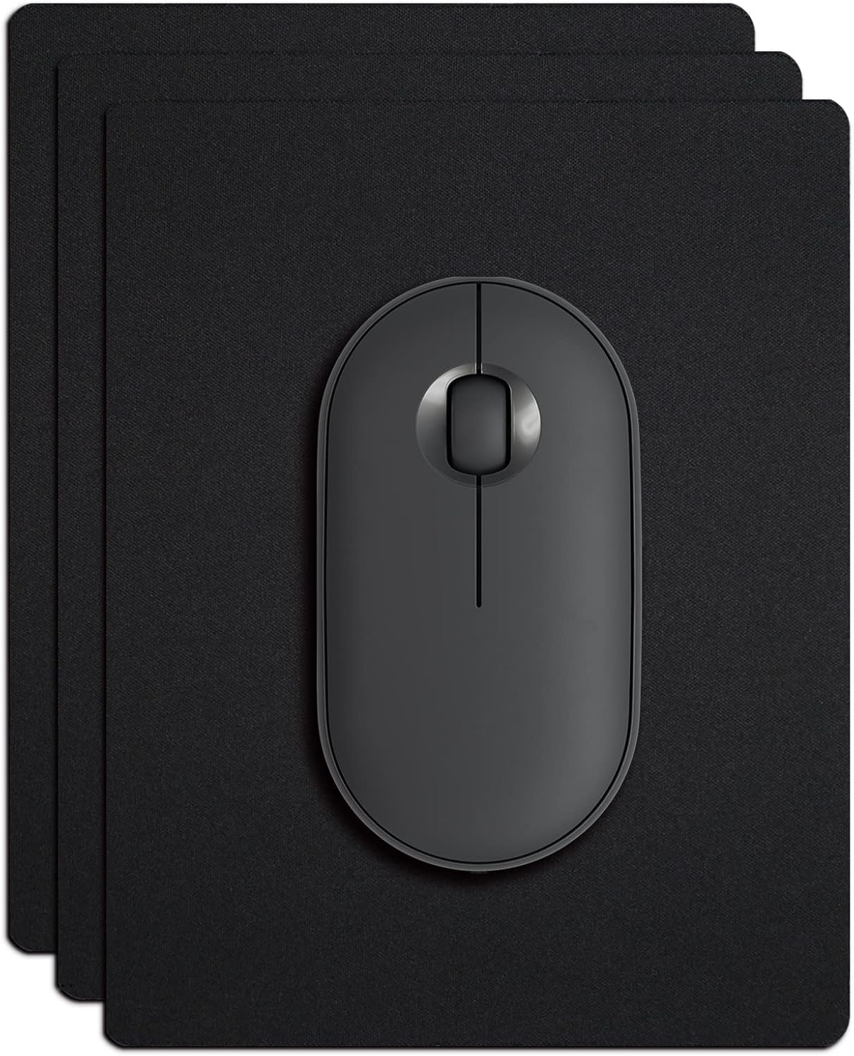 Small Mouse Pad 3 Pack, Mini Mouse Pads for Wireless Mouse and Laptop Computer, Portable Mousepad with Non-Slip Rubber Base & Waterproof Surface - Black -5.5 x 7 in