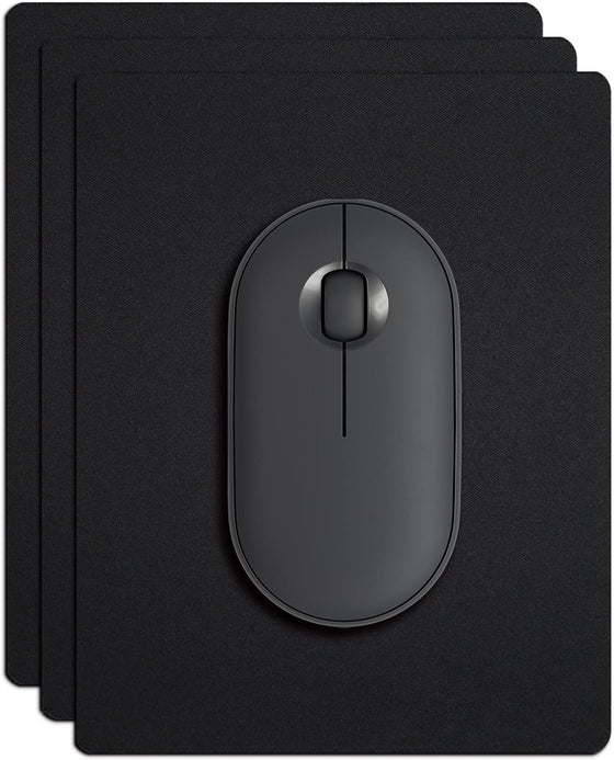Small Mouse Pad 3 Pack, Mini Mouse Pads for Wireless Mouse and Laptop Computer, Portable Mousepad with Non-Slip Rubber Base & Waterproof Surface - Black -5.5 x 7 in