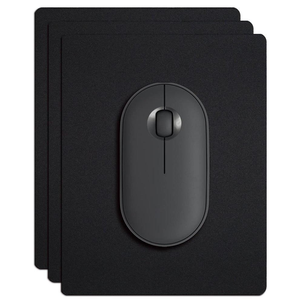 Small Mouse Pad 3 Pack, Mini Mouse Pads for Wireless Mouse and Laptop Computer, Portable Mousepad with Non-Slip Rubber Base & Waterproof Surface - Black -5.5 x 7 in