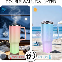 Personalized 40 oz Tumbler with Handle and Straw, Custom Tumbler with Picture, Logo, Text, Stainless Steel Travel Coffee Mug Cup, Personalized Gifts For Women Men Birthday Mother's Day Father's Day