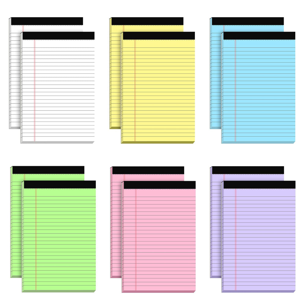 AILZFEI 5pcs Colored Note Pads 5x8 College Ruled Small Legal Pads Paper Notepads 5 Pack Study Back Writing Pads 5 x 8 Paper Pads Perforated Narrow Ruled Pads of Paper 30 Sheets/Pack