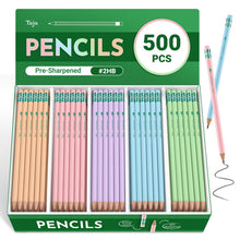 Taja 50 Pack Wood-Cased #2 HB Pencils, Bulk Pre-Sharpened Pencils with Top Erasers, Perfect for School & Classroom Writing and Drawing - Macaron