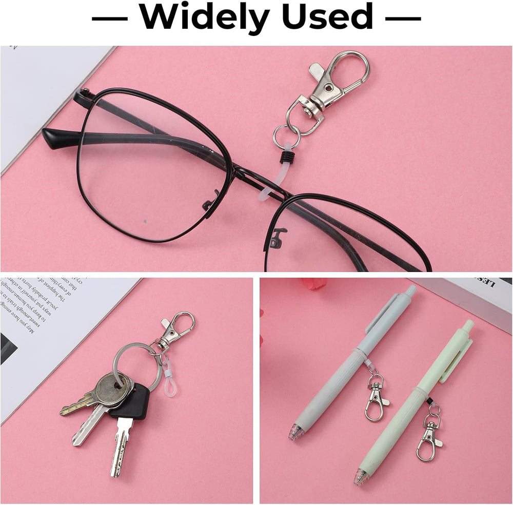 10 PCS Badge Reel Pen Holder Silicone Ring for Pen Holder for Lanyard Pens Keychain with 10 Silicone Ring Lanyards Accessories with Lobster Clasp for Badge Reel Nurses Accessories (Black, White)