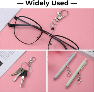 10 PCS Badge Reel Pen Holder Silicone Ring for Pen Holder for Lanyard Pens Keychain with 10 Silicone Ring Lanyards Accessories with Lobster Clasp for Badge Reel Nurses Accessories (Black, White)