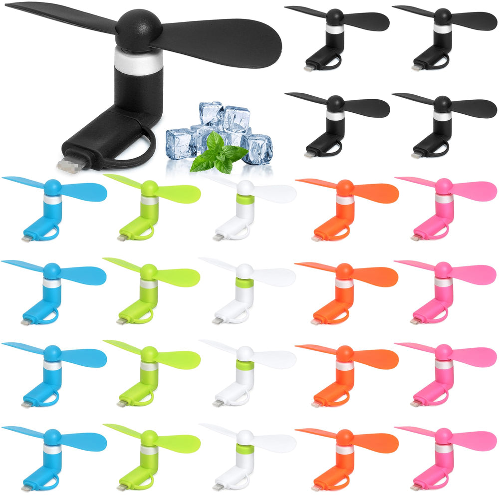24 Pack Phone Fan Bulk, 2-in-1 Portable Mini Cell Phone Fan Compatible for iPhone, iPad, Android Smartphone, Tablet - Colorful and Powerful Cell Phone Summer Accessories