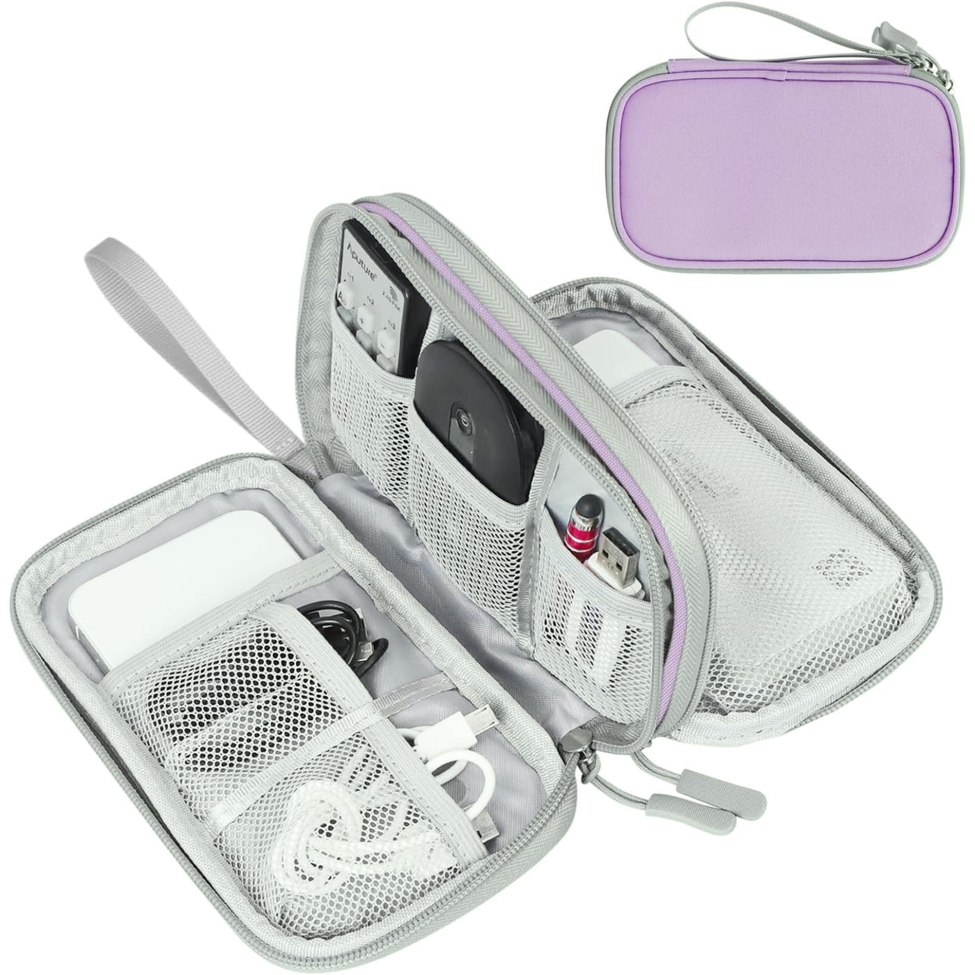 FYY Travel Cable Organizer Pouch Electronic Accessories Carry Case Portable Waterproof Double Layers All-in-One Storage Bag for Cord, Charger, Phone, Earphone Black