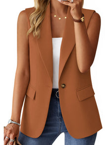 Mina Self 2026 Summer Women's Sleeveless Vest Tops - Lightweight Breathable Lined Trendy Casual Work Office Blazer - Pockets