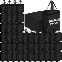 Windyun 50 Pcs Reusable Tote Bag Bulk 8 x 4 x 10 Inch Non Woven Shopping Bag with Handle Reusable Portable Grocery Gift Tote (Black)