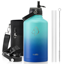 BUZIO 40oz Insulated Water Bottle, Triple Wall Vacuum Stainless Steel Water Flask with 2 lids, Lead-Free BPA-Free Straw Lid Sports Canteen Jug, Cold 48H & Hot 24H- Black
