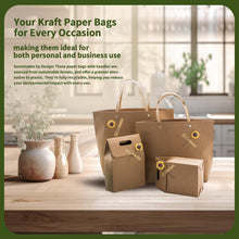 4 Pcs Kraft Paper Gift Bags Gift Boxes with Handles-Recyclable & Sustainable- Sturdy Brown Paper Bags for Gifts Bags, Shopping, Wedding welcome bags, Birthday Party, Christmas