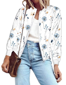 Zeagoo Women's Bomber Jacket Lightweight Zip Up Jacket Casual Striped Jacket Coat Outerwear Windbreaker with Pockets
