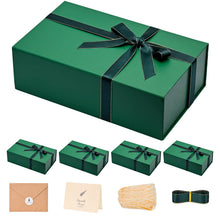 LIFELUM Green Gift Box for Presents 1 Pack 13.85 x 8.35 x 4.45 inch Big Decorative Large Gift Box for Clothes with Magnetic Lids Luxury Accessories Card, Ribbon, Filler,Sticker