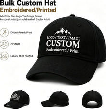 Bulk Custom Baseball Cap Personalized Hats Embroidered Hat with Your Text Logo Photo for Men Women Classic Duckbill Caps