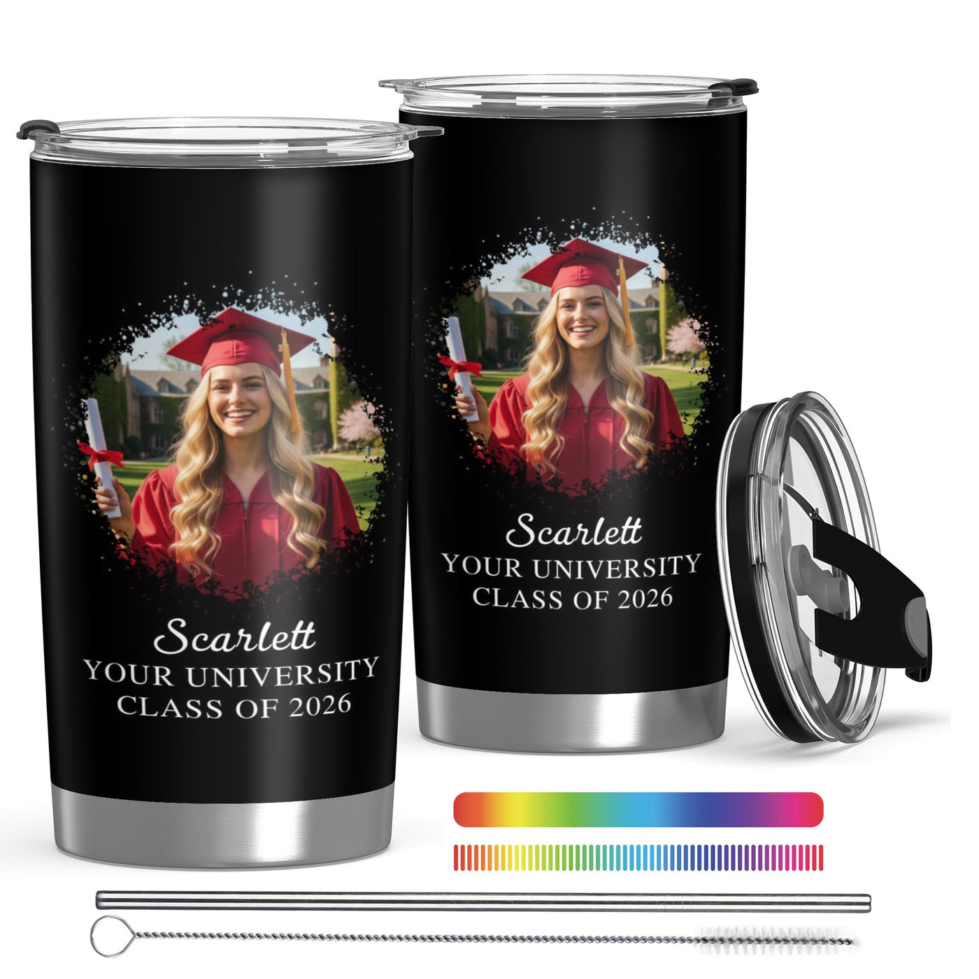 Personalized Tumbler with Photo Text Logo, Made in USA 20 oz Custom Stainless Steel Coffee Mug with Lid, Custom Cup Gift for Dad, Mom, Friends, gift for father's day