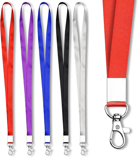 Mcyye 5 PCS Badge Lanyards with Clip for Keys & ID Badges, Premium Lanyard Strap for Teacher, Kids, Men, Women, Badge Lanyard for Cruise, Keys, Wallet, Phone, USB, Keychain