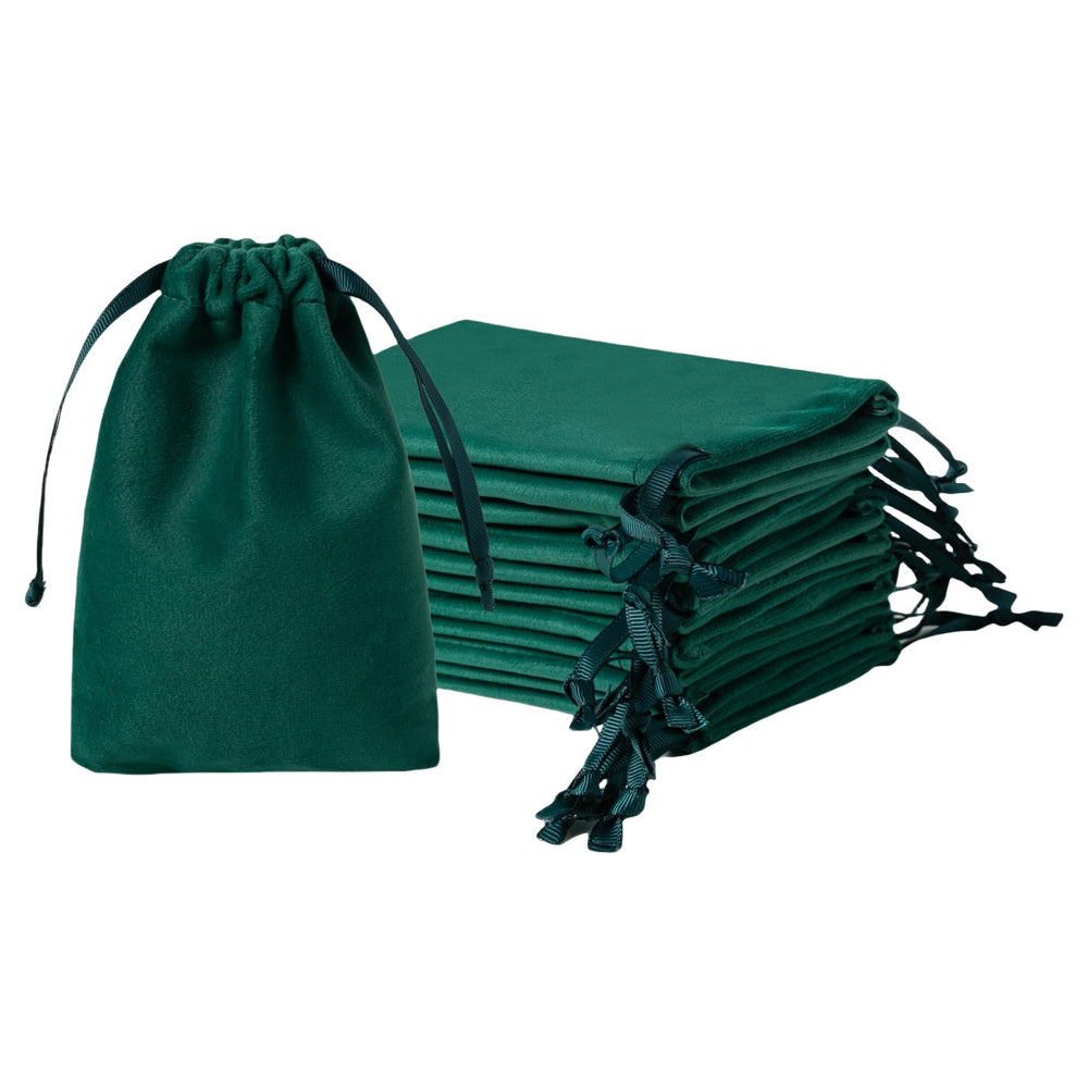QIANF 12pcs Navy Velvet Drawstring Bags 3x4 inches Small Velvet Cloth Gift Bags Jewelry Pouches for Storage Wedding Party Favor Christmas