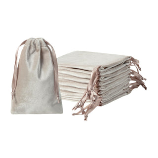 QIANF 12pcs Light Champagne Velvet Drawstring Bags 4x6 inches Glossy Small Velvet Cloth Gift Bags Jewelry Pouches for Storage Wedding Party Favor Christmas