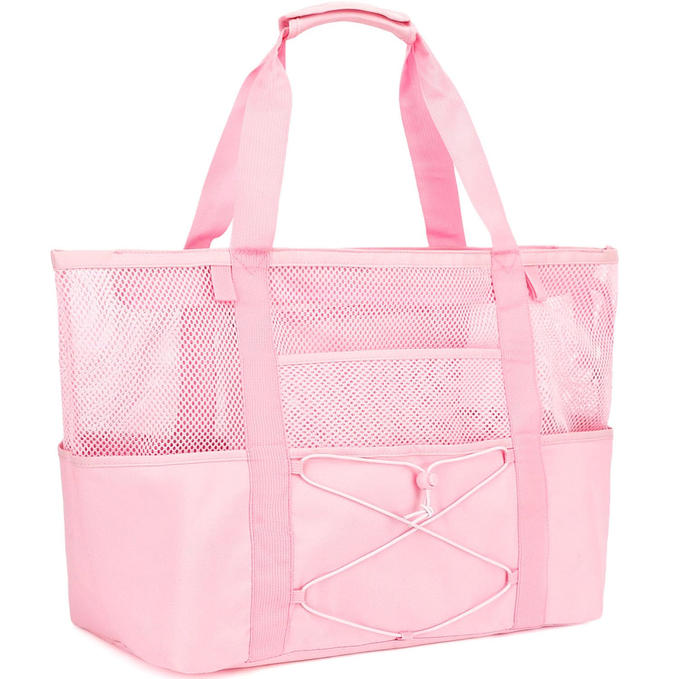 Fammart Mesh Beach Bag for Women, Large Beach Toy Pool Bag with Zipper Pocket, SandProof Cruise Essentials 2026 Family Travel