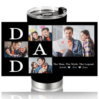 Personalized Tumbler with Photo Text Logo, Made in USA 20 oz Custom Stainless Steel Coffee Mug with Lid, Custom Cup Gift for Dad, Mom, Friends, gift for father's day