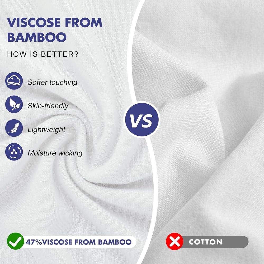 BAMBOO COOL Mens Undershirts Pack, Soft T Shirts for Men, Moisture Wicking Tees, Stretchy Breathable Crew Neck Inner Shirt