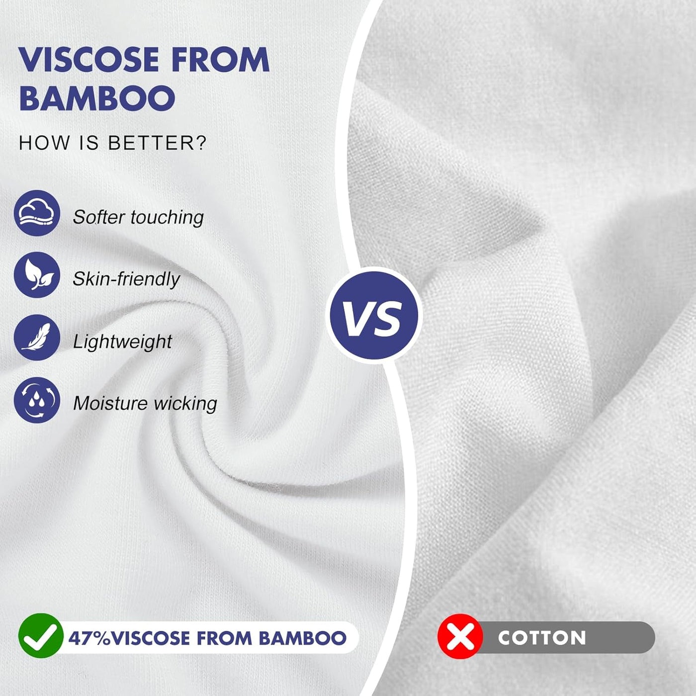BAMBOO COOL Mens Undershirts Pack, Soft T Shirts for Men, Moisture Wicking Tees, Stretchy Breathable Crew Neck Inner Shirt
