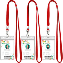 Koorito 3 Pack Clear ID Badge Holder with Lanyard Black Lanyards with Vertical Waterproof ID Badge Holder for Office, School, Travel