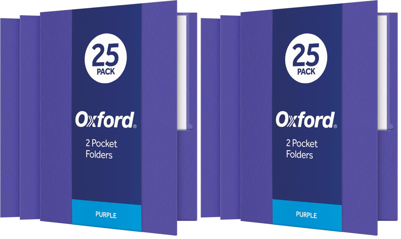 Oxford Twin-Pocket Folders, Textured Paper, Letter Size, Black, Holds 100 Sheets, Box of 25 (57506EE), 8-1/2 x 11