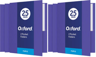 Oxford Twin-Pocket Folders, Textured Paper, Letter Size, Black, Holds 100 Sheets, Box of 25 (57506EE), 8-1/2 x 11