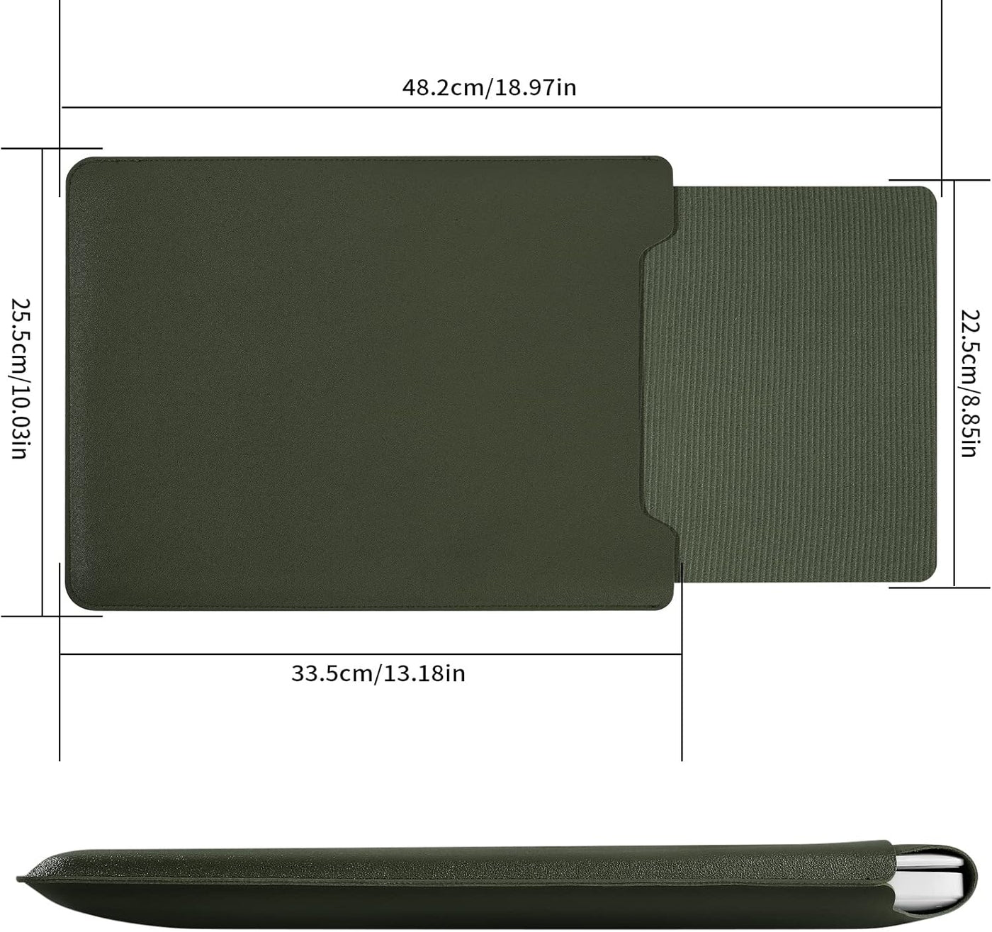 13.3-14" Laptop Sleeve, Padded Case, Thin Portable Versatile Bag Compatible With 2022 Pro 14 inch/2015 Pro 13.3 inch/2015 Air 13.3 inch (Dark Green)
