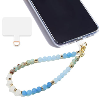 Marble Beaded Phone Wrist Strap,Detachable Phone Bracelet Strap with Tether Tab,Hands-Free Wristlet Strap (Rose Quartz)