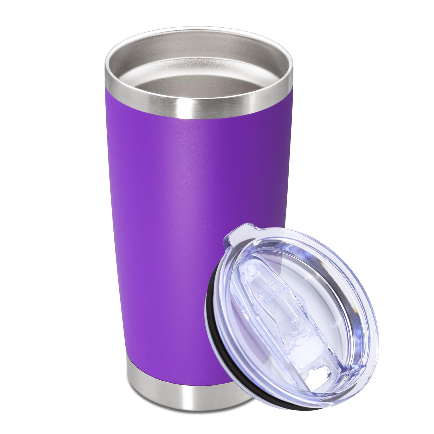 20oz Tumbler Stainless Steel Tumbler Cup with Lid Vacuum Insulated Double Wall Travel Mug, Durable Powder Coated Travel Coffee Tumbler Mug for Hot & Cold Drinks, Purple,1 Pack
