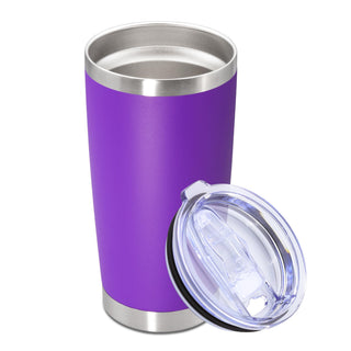 20oz Tumbler Stainless Steel Tumbler Cup with Lid Vacuum Insulated Double Wall Travel Mug, Durable Powder Coated Travel Coffee Tumbler Mug for Hot & Cold Drinks, Purple,1 Pack