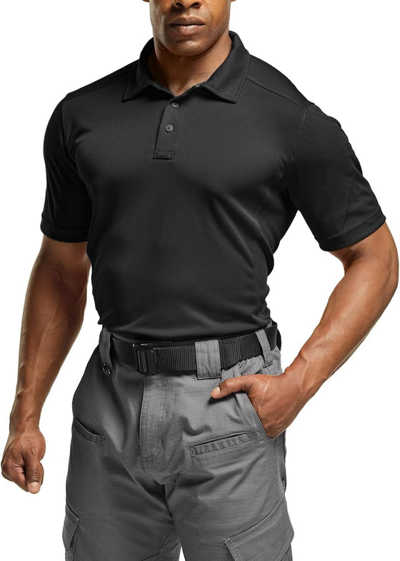 CQR Men's Quick Dry Tactical Polo Shirt, Lightweight Breathable Performance Polo, Short Sleeve UPF 50+ Outdoor Golf Shirt - hover image