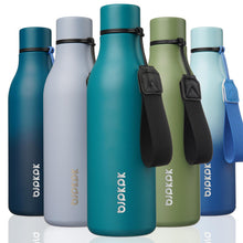 BJPKPK Insulated Water Bottles, 18 oz Stainless Steel Metal Water Bottle with Strap, BPA Free Leak Proof Jugs, Mugs, Flasks, Reusable Thermal Flasks for Sports & Travel, Orange