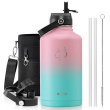 BUZIO 40oz Insulated Water Bottle, Triple Wall Vacuum Stainless Steel Water Flask with 2 lids, Lead-Free BPA-Free Straw Lid Sports Canteen Jug, Cold 48H & Hot 24H- Black
