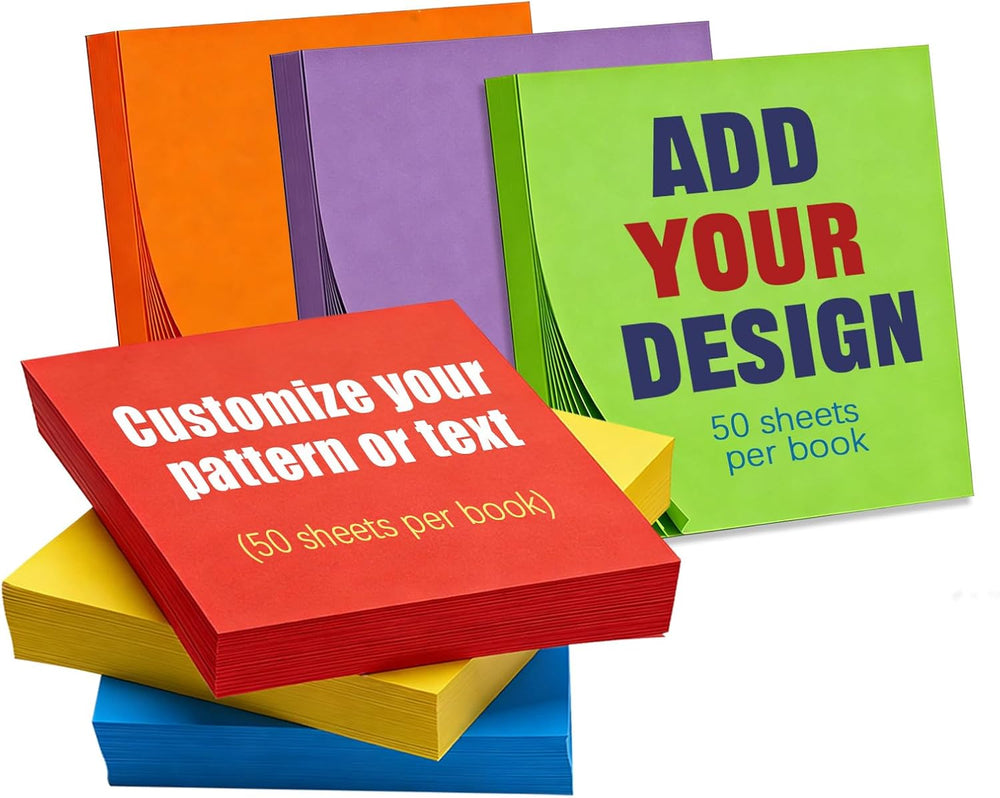 Bulk Personalized Sticky Notes 3x3 Custom Logo Text Notepads, 50 Sheets per Pad, 2-100 Pack Branded Memo Pads for Business Marketing Office School