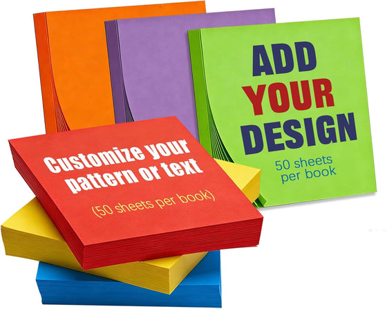 Bulk Personalized Sticky Notes 3x3 Custom Logo Text Notepads, 50 Sheets per Pad, 2-100 Pack Branded Memo Pads for Business Marketing Office School
